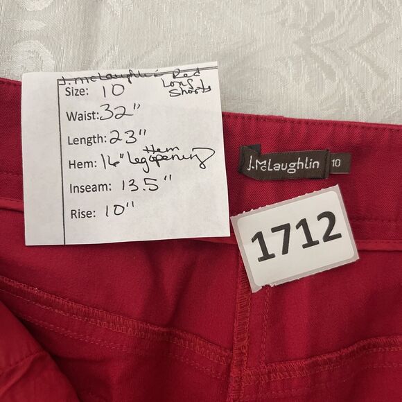 J. McLaughlin Womens 10 Red Bermuda 23” Long Shorts Preppy Granny Core EUC - Picture 7 of 9
